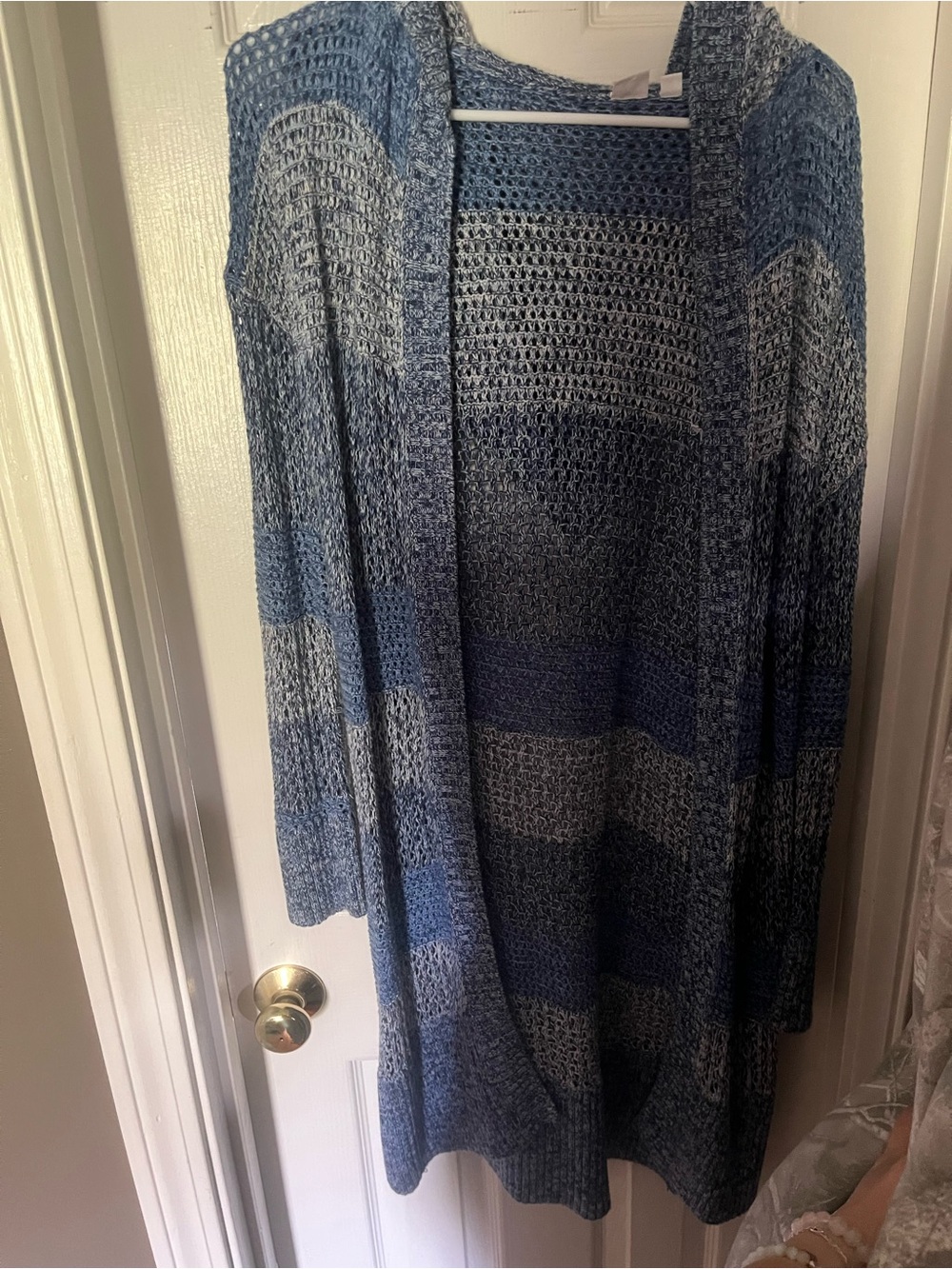 GAP Open-Front Blue Ombre Knit Women's Sweater Cardigan